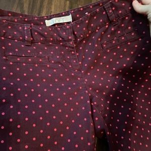 CUTE! Pink Polka Dot Marisa Slacks LOFT 00P MARISA